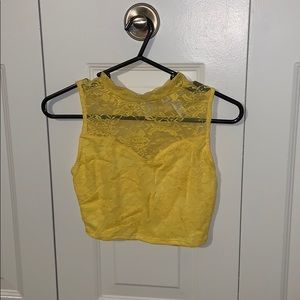 Yellow Lace Crop Top